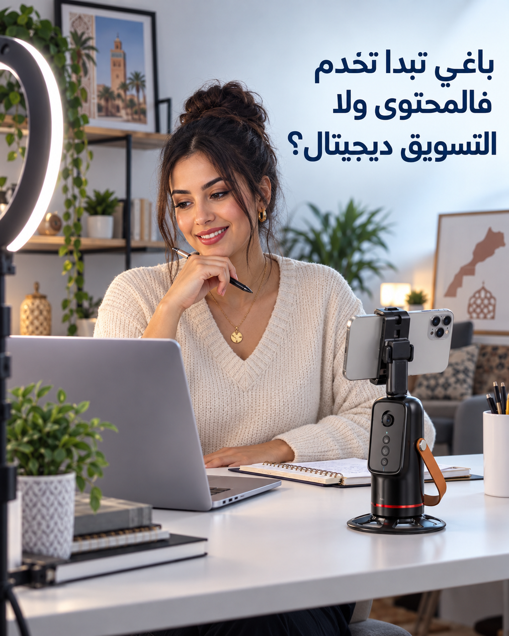حامل الهاتف الذكي – متابعة تلقائية للوجه 360°