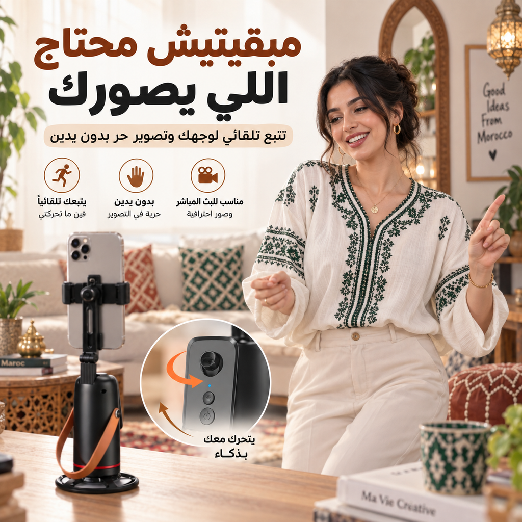 حامل الهاتف الذكي – متابعة تلقائية للوجه 360°